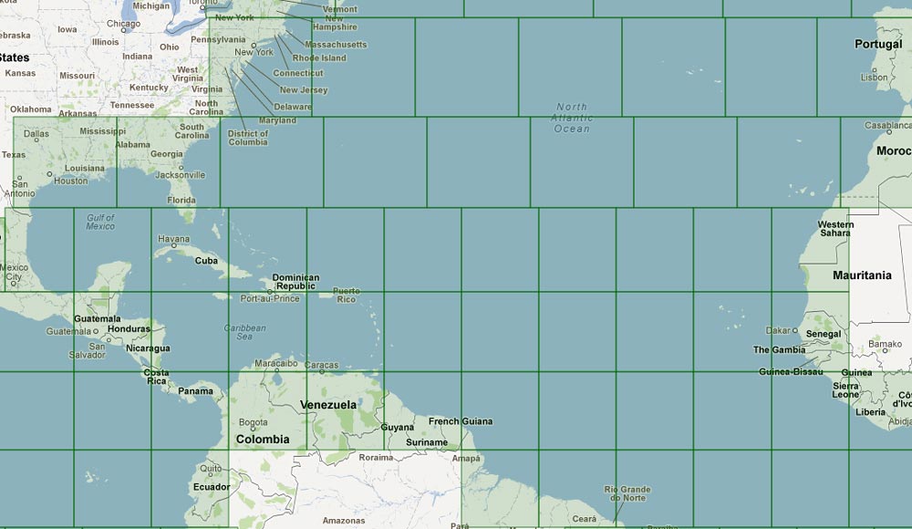 Detail of the Atlantic grid (rendered in Google Maps)