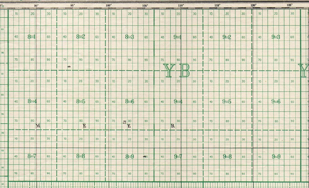 Detail of chart No 3465 (North Polar Sea) depicting square YB